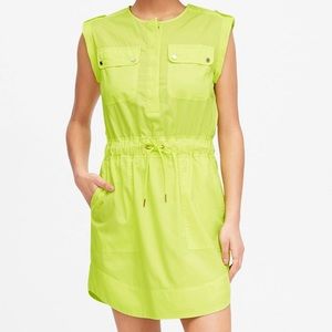 Banana Republic Utility Shirt Dress Neon Green Sz4